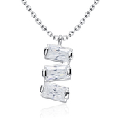 Three Crystal Shaped Silver Necklace SPE-5246